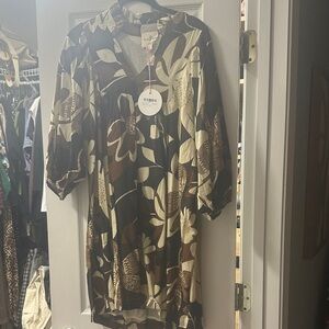 Umgee Black and Cream Floral Mini Dress